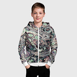 Толстовка на молнии детская Абстрактный разноцветный узор, цвет: 3D-белый — фото 2