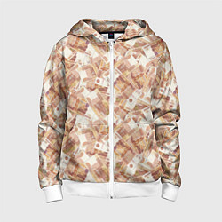 Толстовка на молнии детская Деньги - купюры в 5 тысяч рублей, цвет: 3D-белый