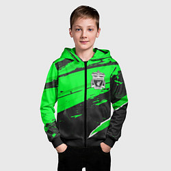 Толстовка на молнии детская Liverpool sport green, цвет: 3D-черный — фото 2
