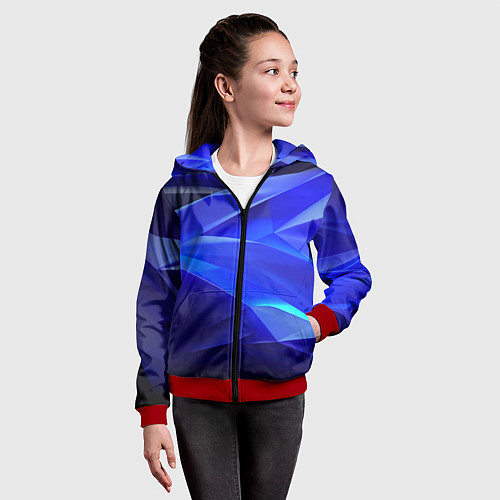 Детская толстовка на молнии Black and blue abstract background sport style / 3D-Красный – фото 4