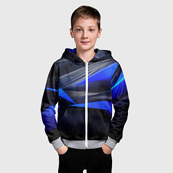 Толстовка на молнии детская Black and blue abstract background sport style, цвет: 3D-меланж — фото 2