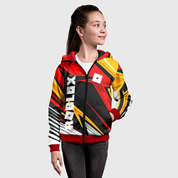 Толстовка на молнии детская Роблокс - спортивная абстрация, цвет: 3D-красный — фото 2