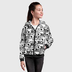 Толстовка на молнии детская Thirty Seconds to Mars pattern rock, цвет: 3D-черный — фото 2