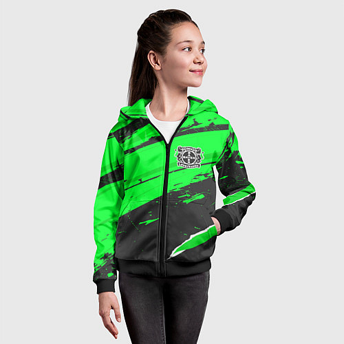 Детская толстовка на молнии Bayer 04 sport green / 3D-Черный – фото 4