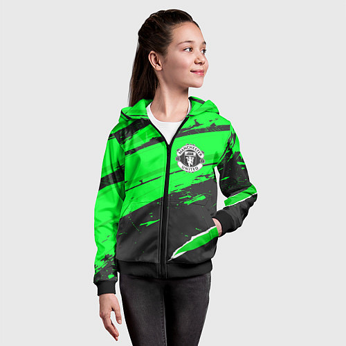 Детская толстовка на молнии Manchester United sport green / 3D-Черный – фото 4