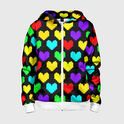 Толстовка на молнии детская Undertale heart pattern, цвет: 3D-белый