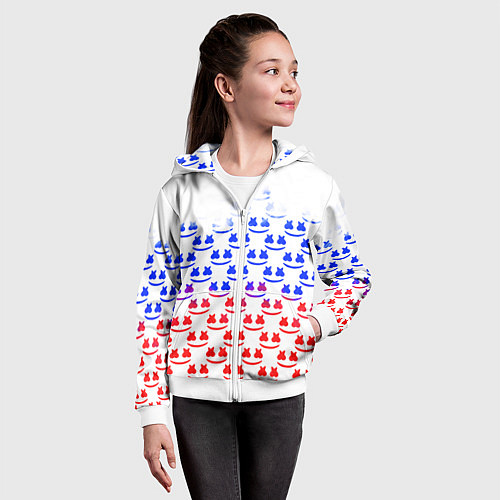 Детская толстовка на молнии Marshmello russia color / 3D-Белый – фото 4