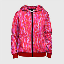 Толстовка на молнии детская Яркий красно-розовый полосы, цвет: 3D-красный