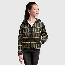 Толстовка на молнии детская Жёлтые круги и полосы, цвет: 3D-черный — фото 2