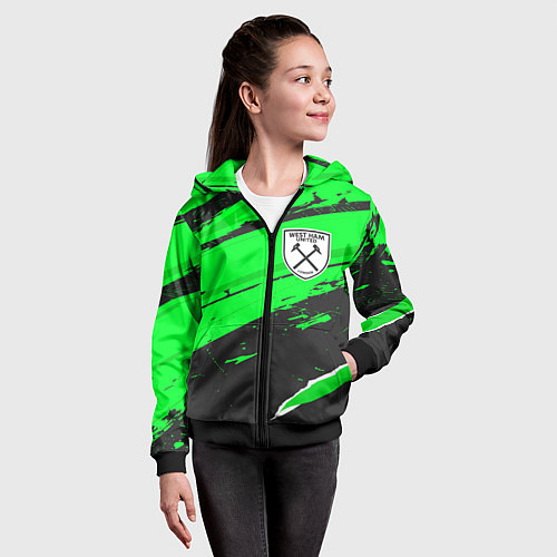 Детская толстовка на молнии West Ham sport green / 3D-Черный – фото 4