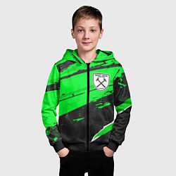 Толстовка на молнии детская West Ham sport green, цвет: 3D-черный — фото 2