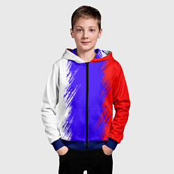 Толстовка на молнии детская Штрихи триколор, цвет: 3D-синий — фото 2
