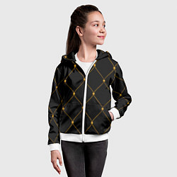 Толстовка на молнии детская Желтая сетка на черном, цвет: 3D-белый — фото 2