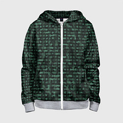 Толстовка на молнии детская Мозаика тёмно-зелёный, цвет: 3D-меланж