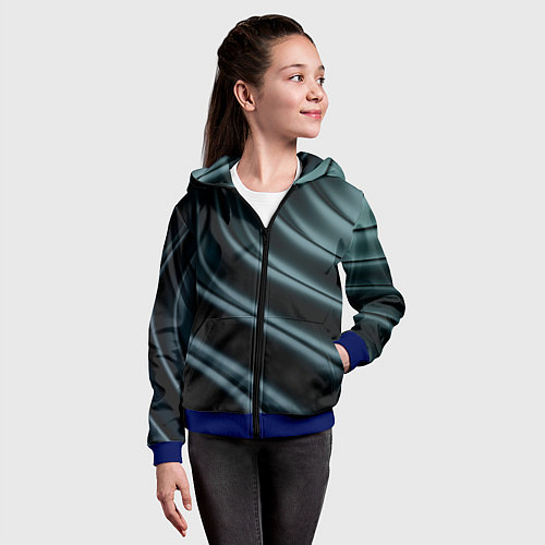 Детская толстовка на молнии Темная волна / 3D-Синий – фото 4