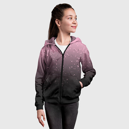 Детская толстовка на молнии Градиент тёмный розовый брызги / 3D-Черный – фото 4