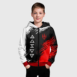 Толстовка на молнии детская Дикая охота и знаки, цвет: 3D-красный — фото 2