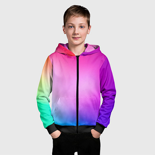 Детская толстовка на молнии Colorful gradient / 3D-Черный – фото 3