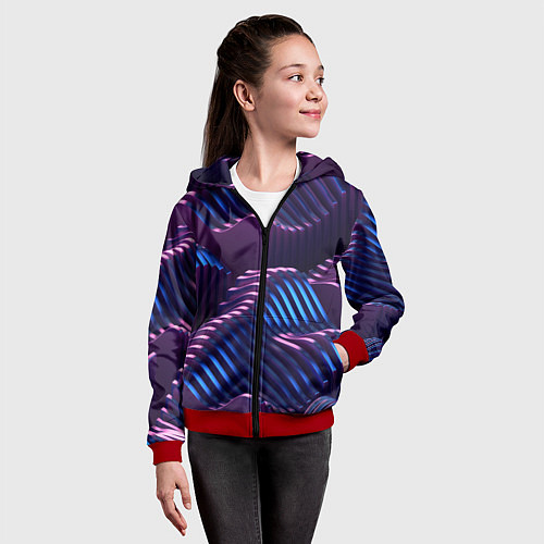 Детская толстовка на молнии Объемные пластины изгибающиеся / 3D-Красный – фото 4