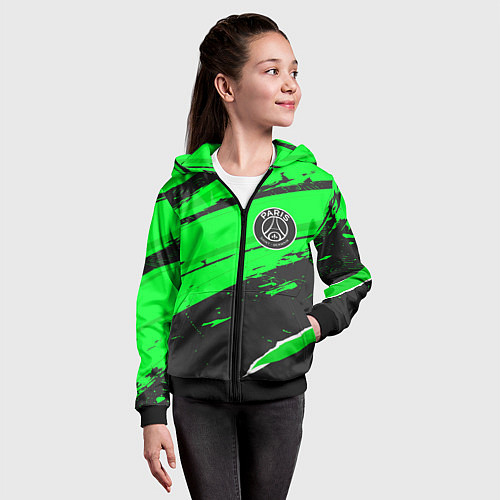 Детская толстовка на молнии PSG sport green / 3D-Черный – фото 4