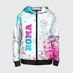 Толстовка на молнии детская Roma neon gradient style вертикально, цвет: 3D-черный