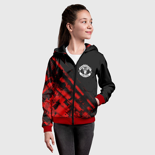 Детская толстовка на молнии Manchester United sport grunge / 3D-Красный – фото 4