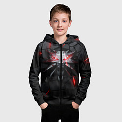 Толстовка на молнии детская Символ волка на плитах с подсветкой, цвет: 3D-черный — фото 2