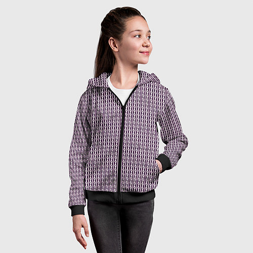 Детская толстовка на молнии Тёмно-красный полосы узоры / 3D-Черный – фото 4