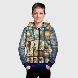 Толстовка на молнии детская Пэчворк из Египта, цвет: 3D-синий — фото 2