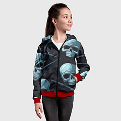 Толстовка на молнии детская Черепа и ножи, цвет: 3D-красный — фото 2