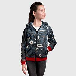 Толстовка на молнии детская Паттерн-узор из толстых линий, цвет: 3D-красный — фото 2