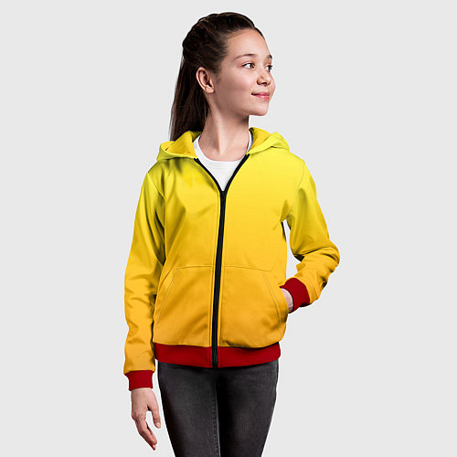 Детская толстовка на молнии Градиент насыщенный жёлтый / 3D-Красный – фото 4