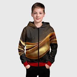 Толстовка на молнии детская Золотая стильная абстракция на черном фоне, цвет: 3D-красный — фото 2