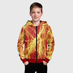 Толстовка на молнии детская Lightning strikes, цвет: 3D-красный — фото 2