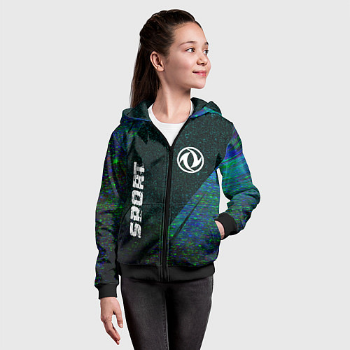Детская толстовка на молнии Dongfeng sport glitch blue / 3D-Черный – фото 4