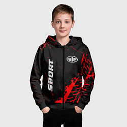 Толстовка на молнии детская FAW red sport tires, цвет: 3D-черный — фото 2
