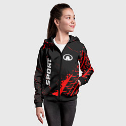Толстовка на молнии детская Great Wall red sport tires, цвет: 3D-черный — фото 2