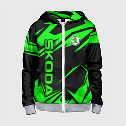 Толстовка на молнии детская Skoda - green uniform, цвет: 3D-меланж