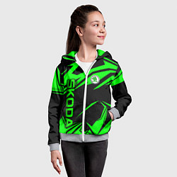 Толстовка на молнии детская Skoda - green uniform, цвет: 3D-меланж — фото 2