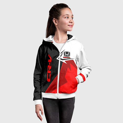 Детская толстовка на молнии Honda CR-V - sport uniform / 3D-Белый – фото 4