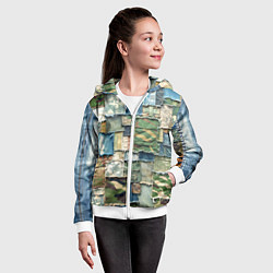 Толстовка на молнии детская Джинсы с камуфляжем пэчворк, цвет: 3D-белый — фото 2