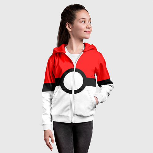 Детская толстовка на молнии Pokeball texture / 3D-Белый – фото 4