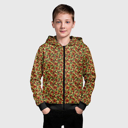 Детская толстовка на молнии Камуфляж победы / 3D-Черный – фото 3