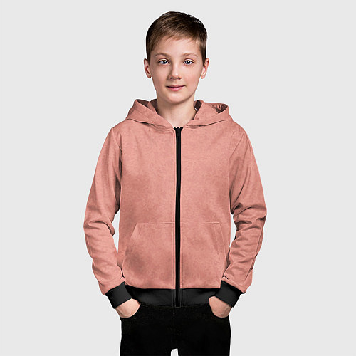 Детская толстовка на молнии Однотонный персиковый текстура / 3D-Черный – фото 3
