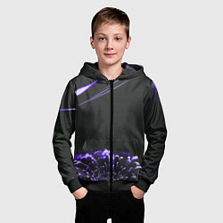 Толстовка на молнии детская Неоновый фиолетовый цветок в темноте, цвет: 3D-черный — фото 2