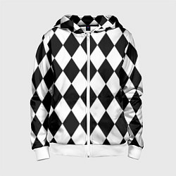 Толстовка на молнии детская Арлекин черно-белый, цвет: 3D-белый