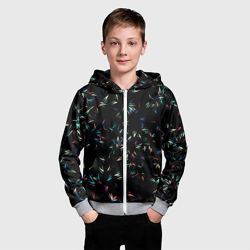 Детская толстовка на молнии Симфония перьев / 3D-Меланж – фото 3