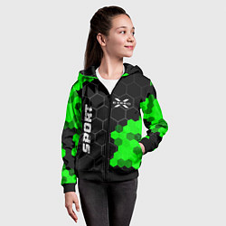 Толстовка на молнии детская Exeed green sport hexagon, цвет: 3D-черный — фото 2