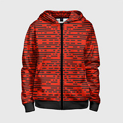 Толстовка на молнии детская Чёрные полосы на красном фоне, цвет: 3D-черный