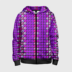 Толстовка на молнии детская Фиолетовые плитки, цвет: 3D-черный